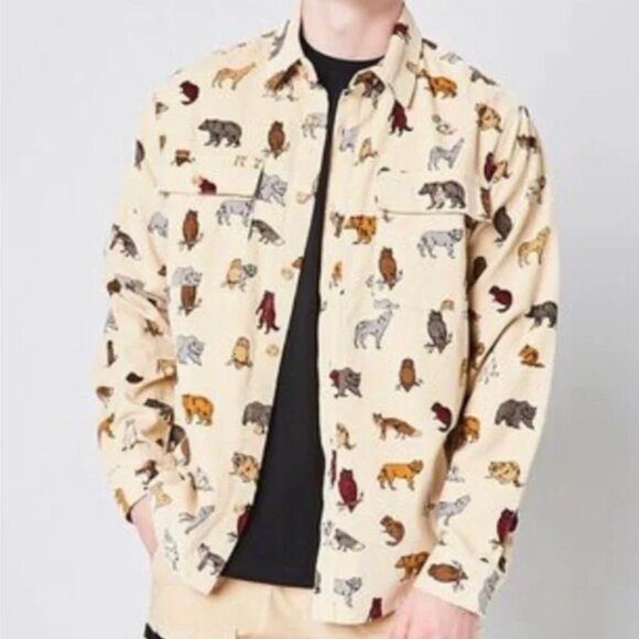 Long Sleeve Corduroy Woodland Critters Long Sleeve Button Down Shirt - Picture 1 of 15